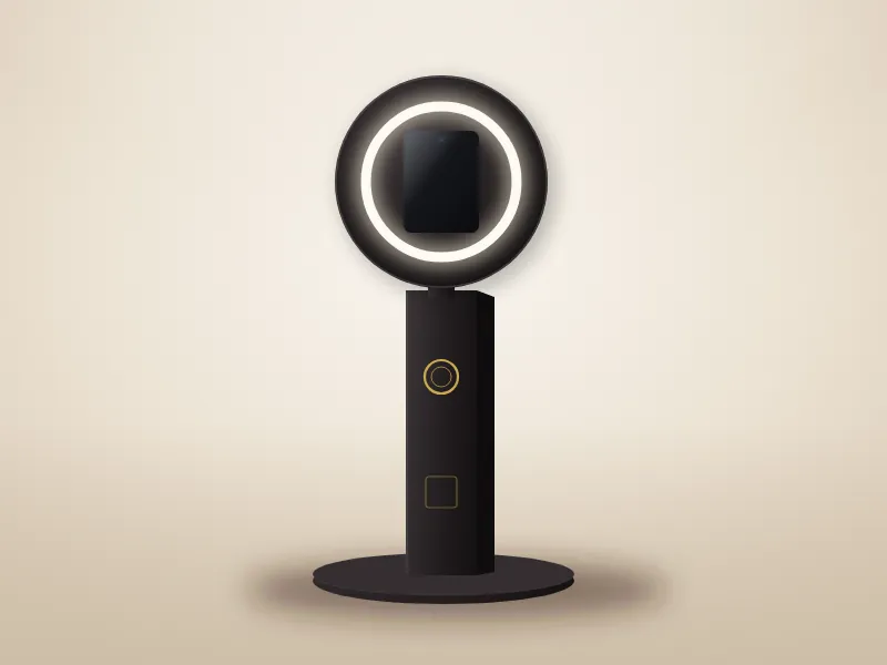 The photo booth in a black finish