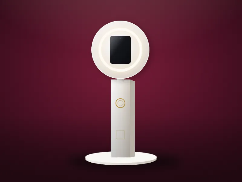 The photo booth in a white finish